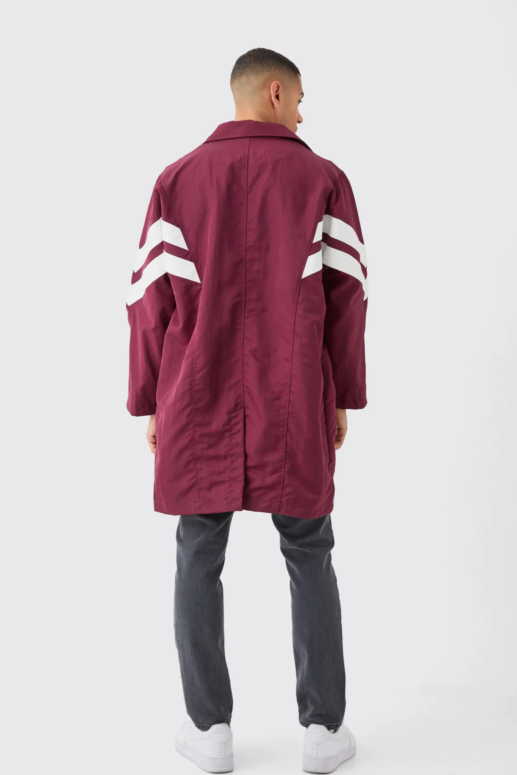 boohooMAN Oversized Nylon Mac With Pu Stripes | UK| Coats & Jackets