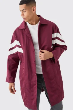 boohooMAN Oversized Nylon Mac With Pu Stripes | UK| Coats & Jackets