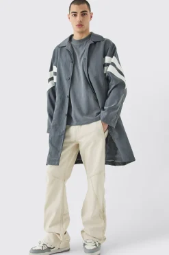 boohooMAN Oversized Nylon Mac With Pu Stripes | UK| Coats & Jackets