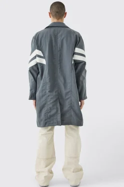 boohooMAN Oversized Nylon Mac With Pu Stripes | UK| Coats & Jackets