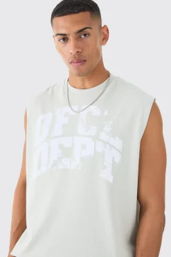 Oversized OFCL Dept Rib Printed Tank & Shorts Set | UK^boohooMAN Hot