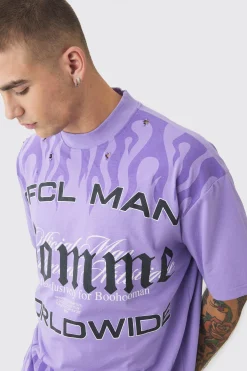 Oversized OFCL Man Homme Distressed Heavyweight T-shirt | UK^boohooMAN Online