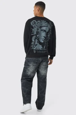 boohooMAN Oversized OFCL Tonal Renaissance Print Sweatshirt | UK| Hoodies & Sweatshirts