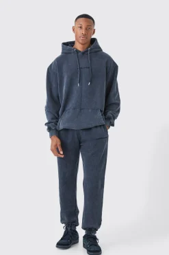 boohooMAN Oversized Official Acid Wash Hooded Tracksuit | UK| Tracksuits