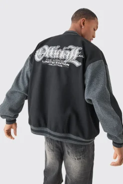 boohooMAN Oversized Official Colour Block Varsity Jacket In | UK| Coats & Jackets