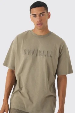 Oversized Official Embossed Detail T-Shirt | UK^boohooMAN Outlet