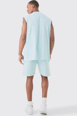 boohooMAN Oversized Official Large Print Tank & Short Set | UK| Tracksuits