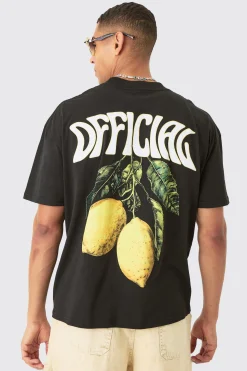 Oversized Official Lemon Back Print T-shirt | UK^boohooMAN Sale
