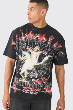 Oversized Official Over Seams Graphic T-shirt | UK^boohooMAN Online