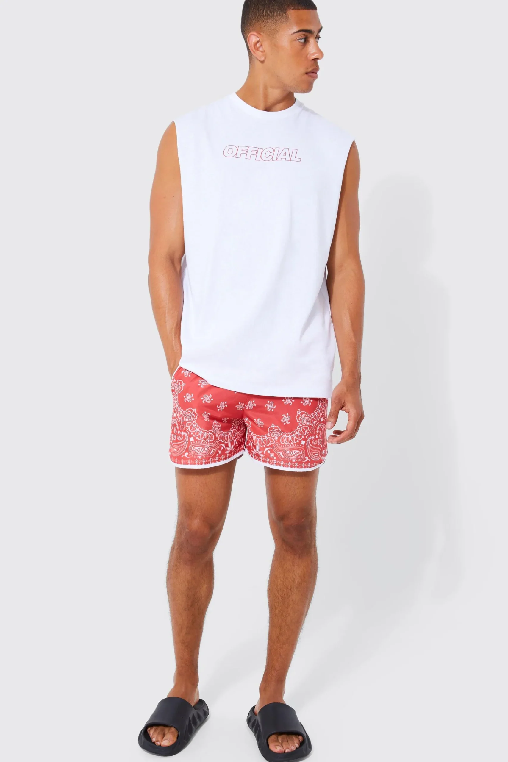 boohooMAN Oversized Official Tank & Bandana Swim Set | UK| Tracksuits