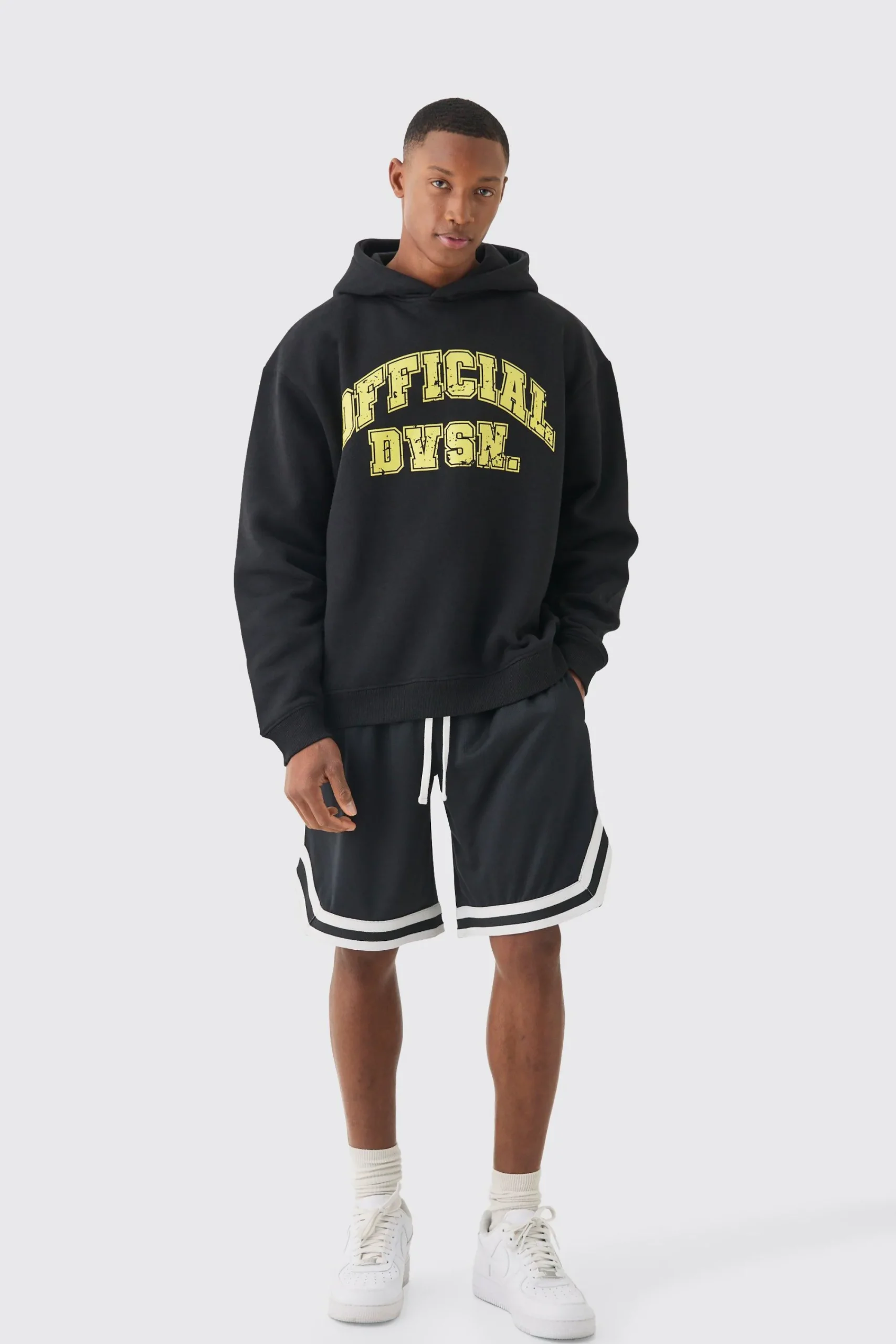 boohooMAN Oversized Official Varsity Hoodie And Basketball Short Set | UK| Tracksuits