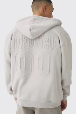 boohooMAN Oversized Official Varsity Embossed Zip Through Hoodie | UK| Hoodies & Sweatshirts