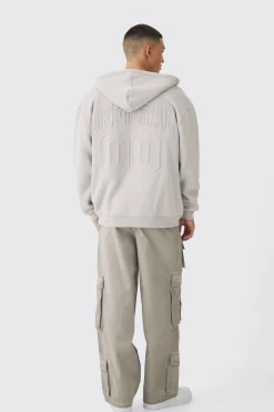 boohooMAN Oversized Official Varsity Embossed Zip Through Hoodie | UK| Hoodies & Sweatshirts