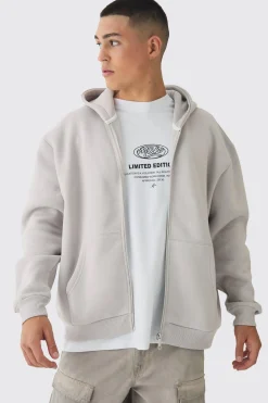 boohooMAN Oversized Official Varsity Embossed Zip Through Hoodie | UK| Hoodies & Sweatshirts