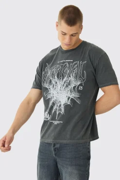 Oversized Official Web Print T-Shirt | UK^boohooMAN Sale
