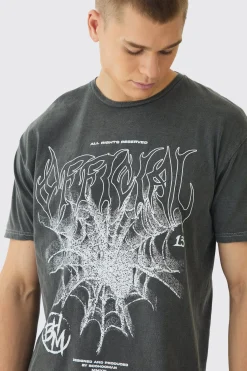 Oversized Official Web Print T-Shirt | UK^boohooMAN Sale