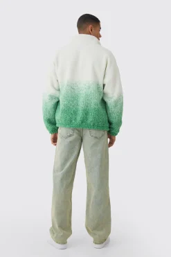 boohooMAN Oversized Ombre Borg Funnel Neck Jacket In | UK| Coats & Jackets