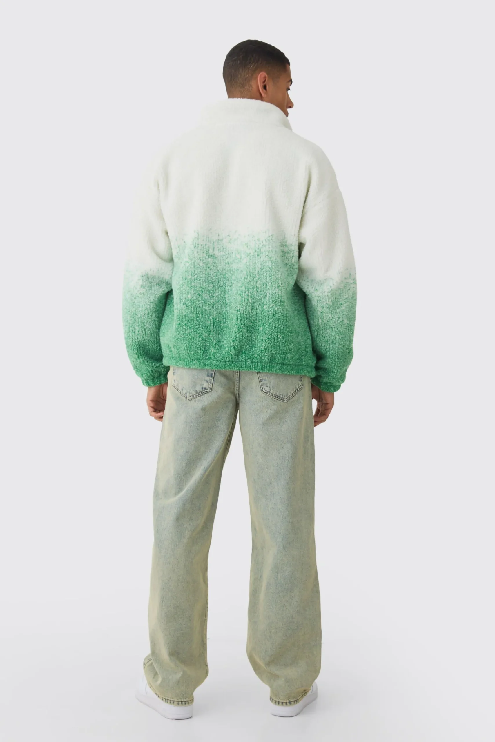 boohooMAN Oversized Ombre Borg Funnel Neck Jacket In | UK| Coats & Jackets