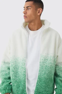 boohooMAN Oversized Ombre Borg Funnel Neck Jacket In | UK| Coats & Jackets