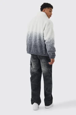 boohooMAN Oversized Ombre Borg Funnel Neck Jacket In | UK| Coats & Jackets