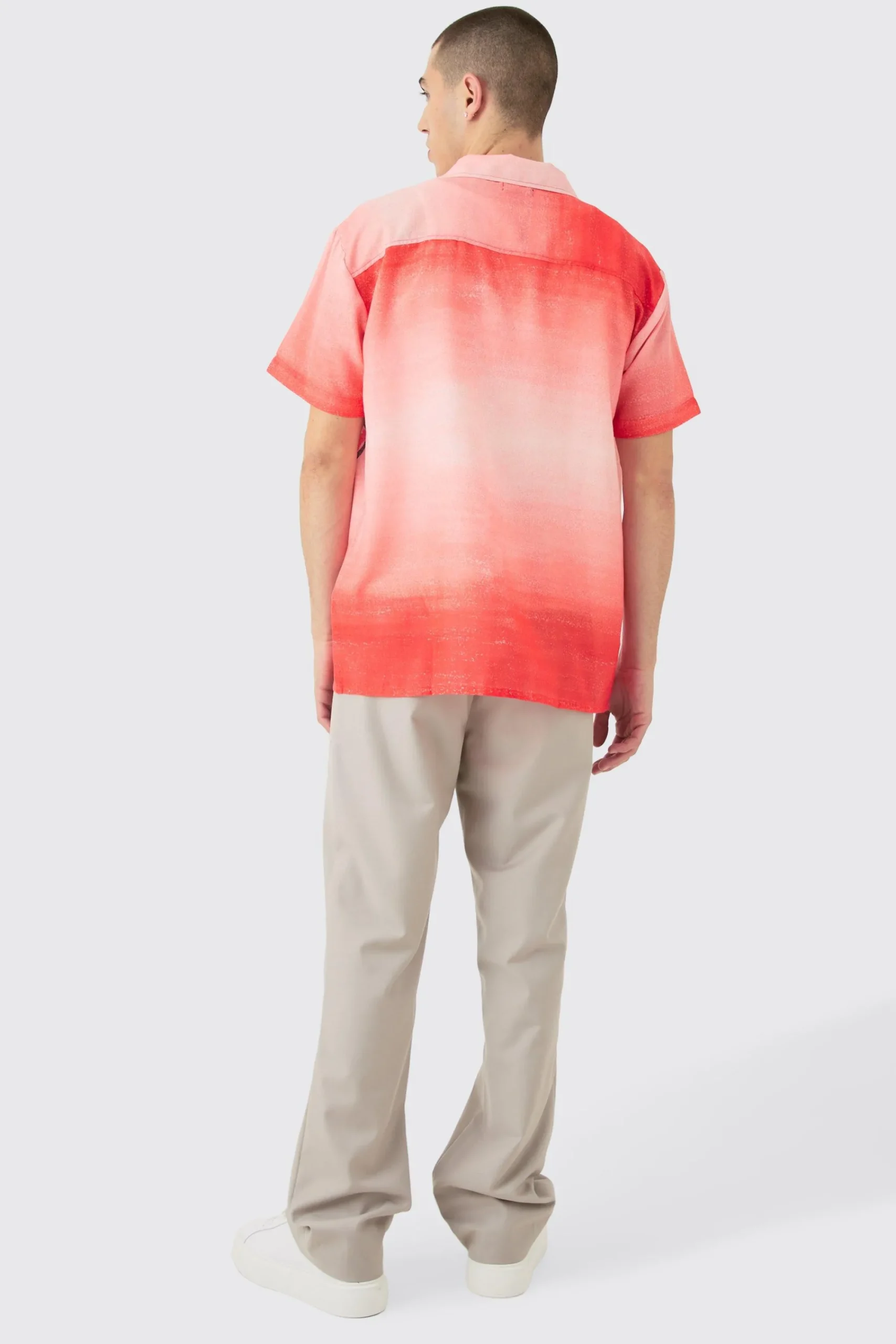 boohooMAN Oversized Ombre Flower Print Linen Look Shirt | UK| Shirts