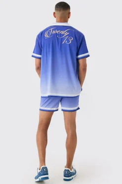 boohooMAN Oversized Ombre Short Sleeve Satin Shirt & Short Set | UK| Sets & Co-Ords