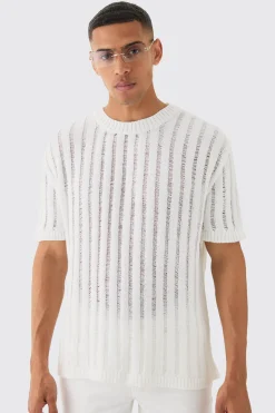 Oversized Open Ladder Stitch Knitted T-shirt In | UK^boohooMAN Best
