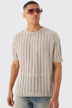Oversized Open Ladder Stitch Knitted T-shirt In | UK^boohooMAN Best