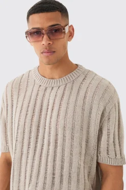 Oversized Open Ladder Stitch Knitted T-shirt In | UK^boohooMAN Best