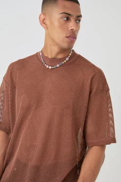 Oversized Open Mesh T-shirt | UK^boohooMAN Best