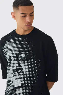 Oversized Open Stitch Biggie License Printed Knitted T-shirt | UK^boohooMAN Online