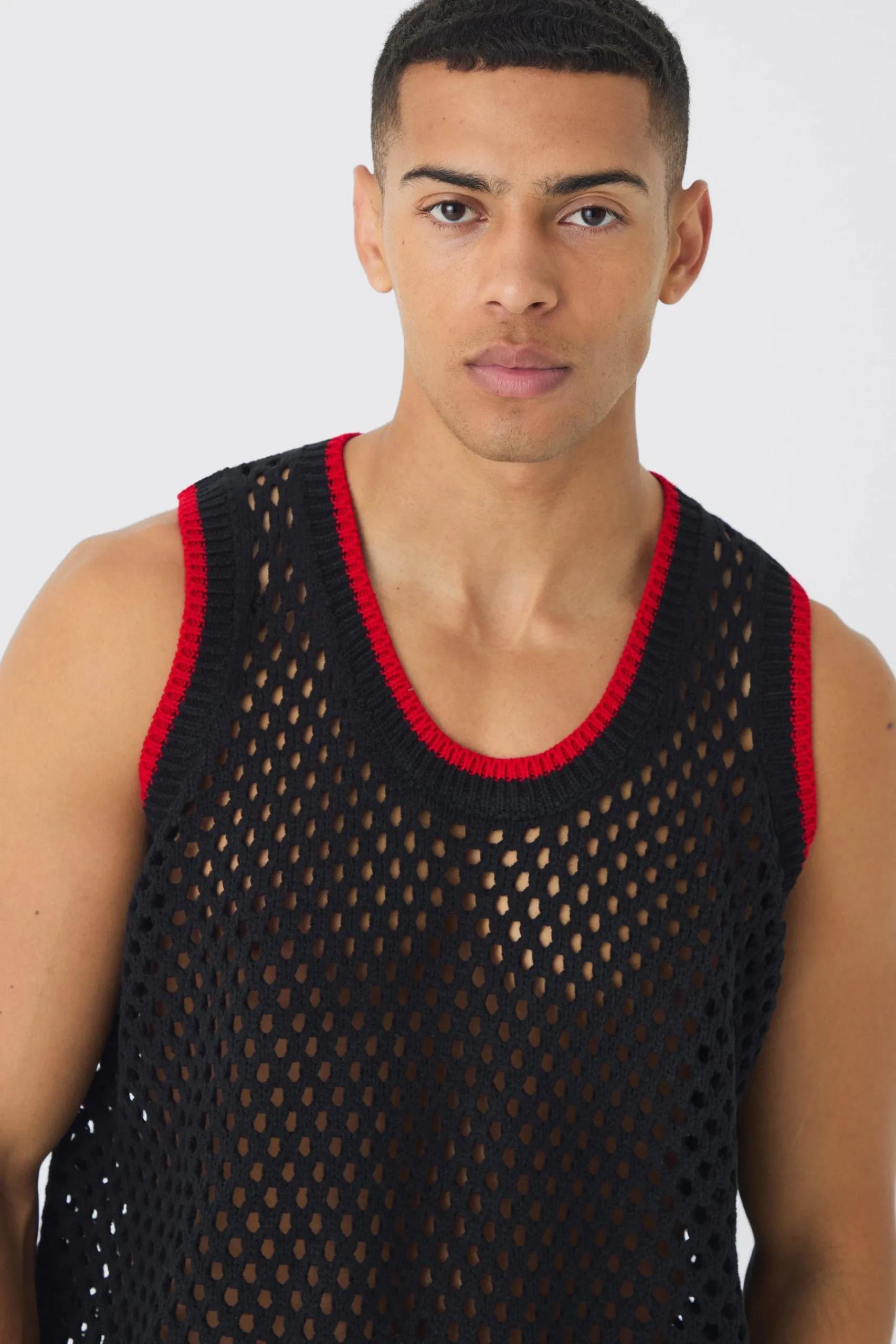 Oversized Open Stitch Knitted Vest | UK^boohooMAN Best