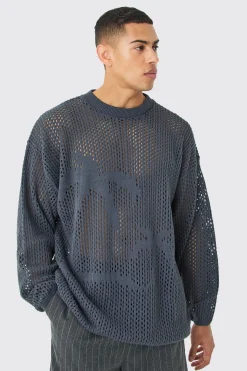 boohooMAN Oversized Open Stitch Palm Knitted Jumper | UK| Knitwear