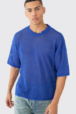 Oversized Open Stitch T-shirt In | UK^boohooMAN