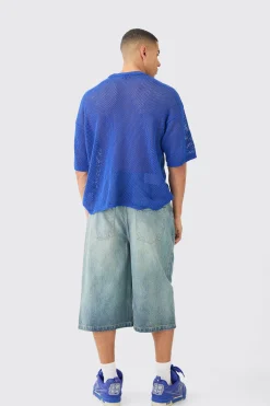 Oversized Open Stitch T-shirt In | UK^boohooMAN