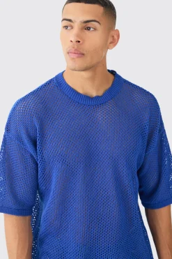 Oversized Open Stitch T-shirt In | UK^boohooMAN
