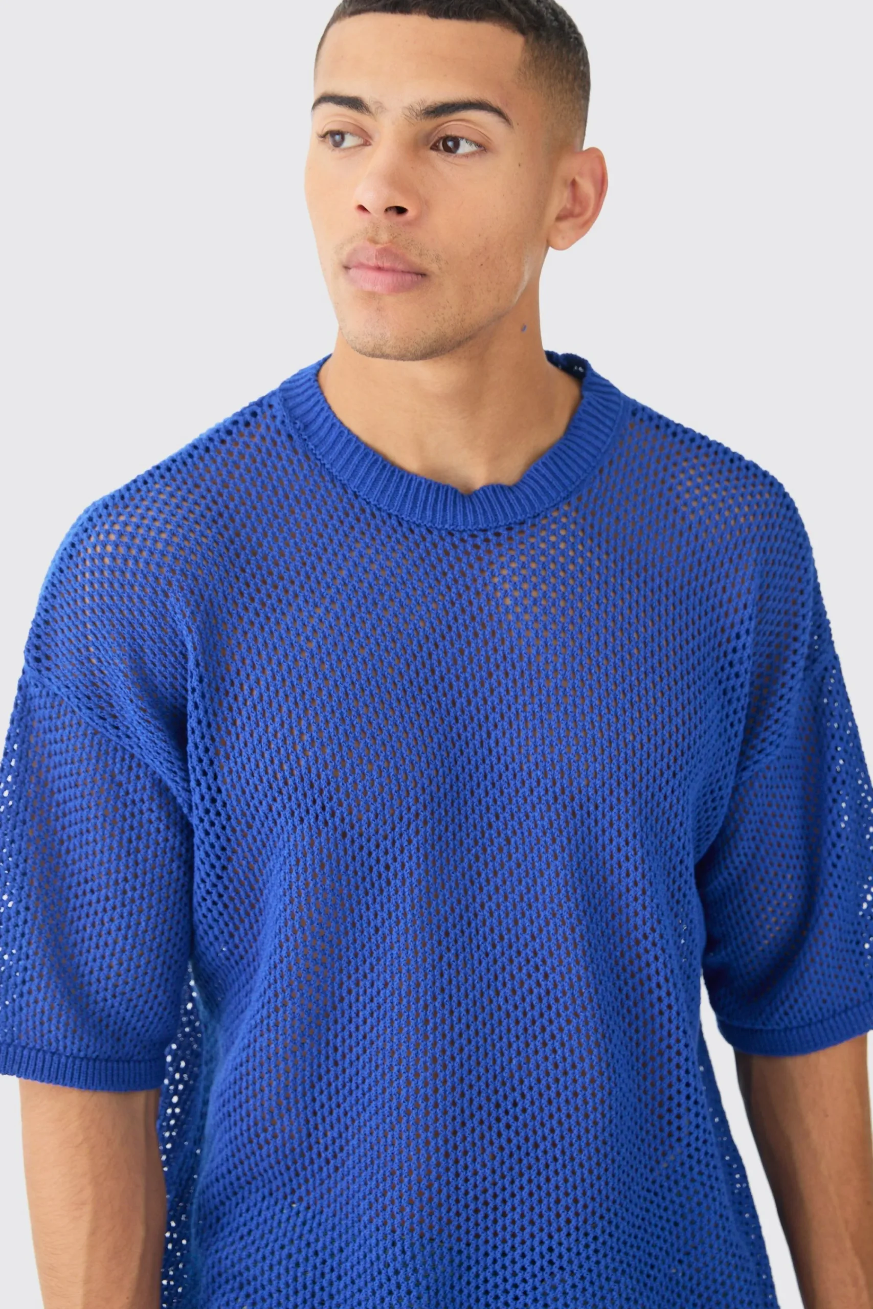 Oversized Open Stitch T-shirt In | UK^boohooMAN