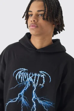 boohooMAN Oversized Over Seams Extended Neck Dragon Print Hoodie | UK| Hoodies & Sweatshirts
