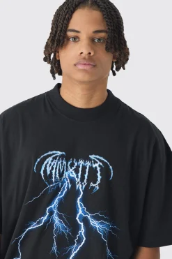 Oversized Over Seams Extended Neck Dragon Print T-Shirt | UK^boohooMAN Discount