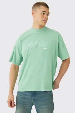 Oversized Over Seams Extended Neck Dragon Wash Print T-Shirt | UK^boohooMAN