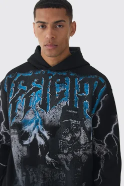 boohooMAN Oversized Over Seams Official Gravestone Graphic Hoodie | UK| Hoodies & Sweatshirts