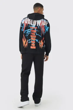 boohooMAN Oversized Over The Seams Lightning Back Graphic Tracksuit | UK| Tracksuits