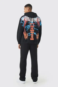 boohooMAN Oversized Over The Seams Lightning Back Graphic Tracksuit | UK| Tracksuits