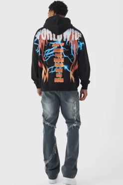 boohooMAN Oversized Over The Seams Lightning Back Graphic Hoodie | UK| Hoodies & Sweatshirts