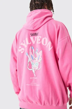 boohooMAN Oversized Overdye Pokemon Sylveon License Hoodie | UK| Hoodies & Sweatshirts
