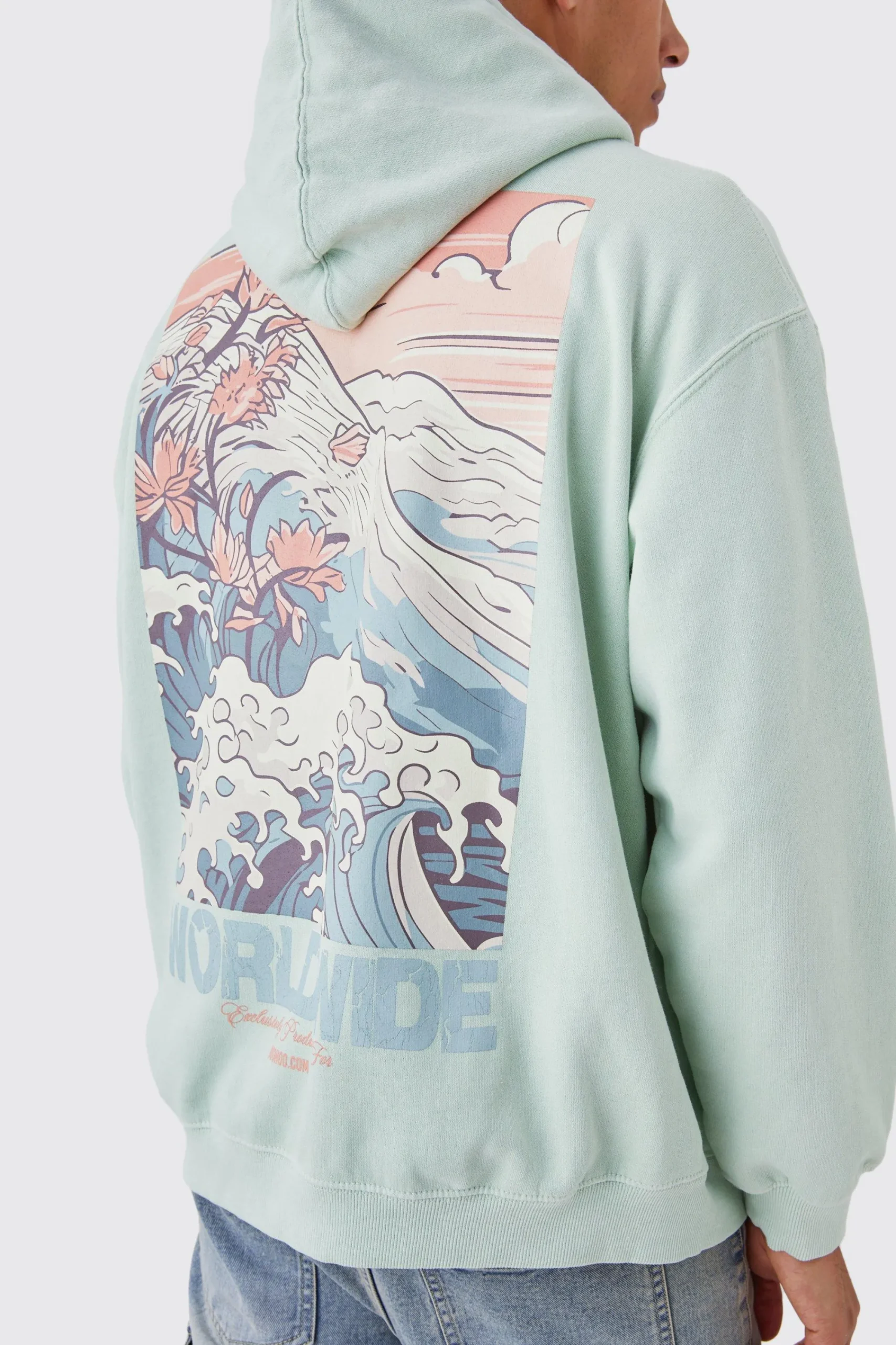 boohooMAN Oversized Overdye Wave Graphic Hoodie | UK| Hoodies & Sweatshirts