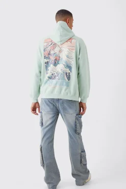 boohooMAN Oversized Overdye Wave Graphic Hoodie | UK| Hoodies & Sweatshirts