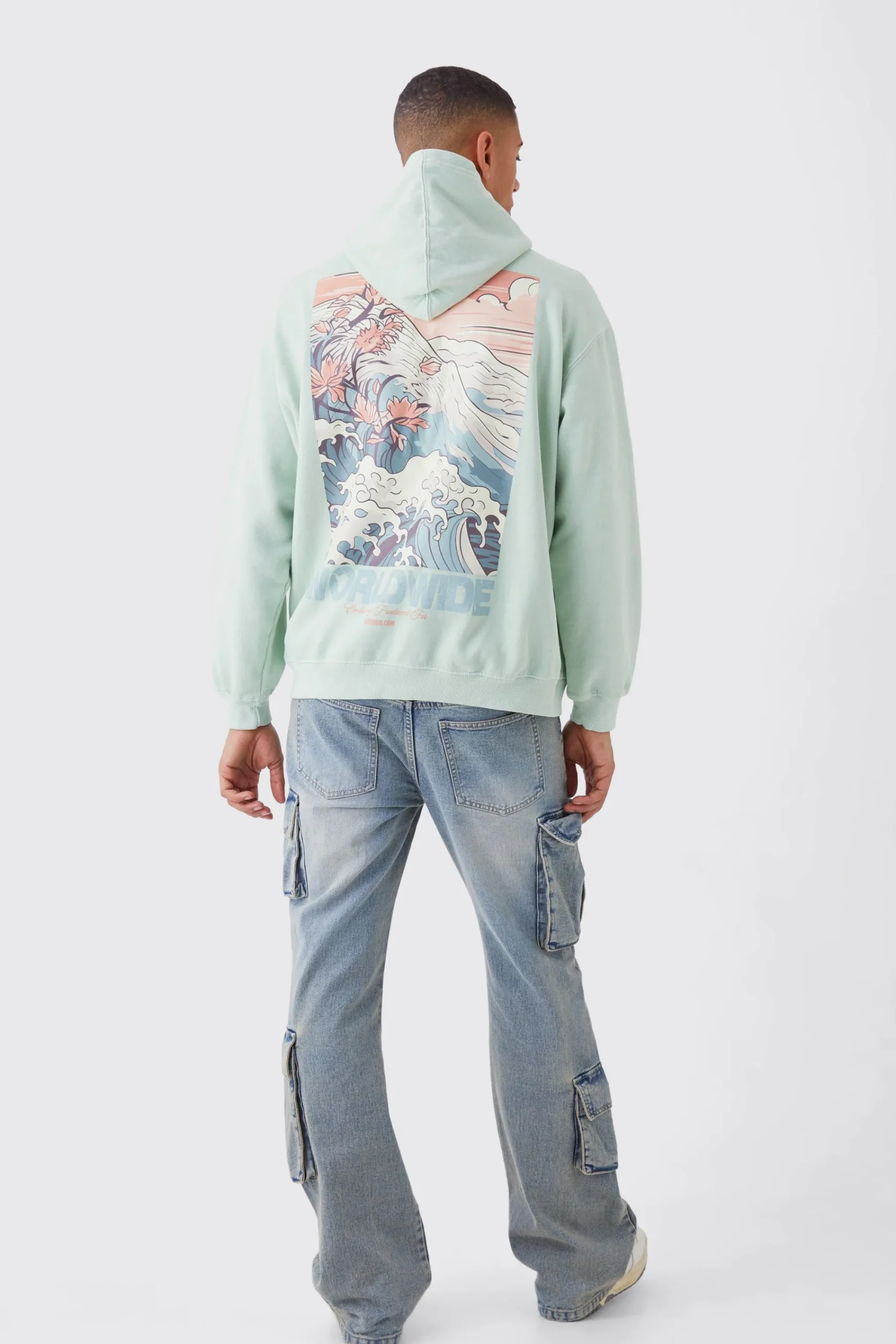 boohooMAN Oversized Overdye Wave Graphic Hoodie | UK| Hoodies & Sweatshirts