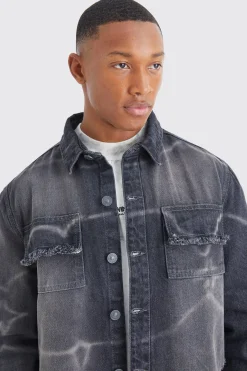 boohooMAN Oversized Overdyed Crinkled Denim Shirt | UK| Shirts|Coats & Jackets