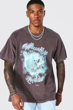 Oversized Overdyed Skull Graphic T-shirt | UK^boohooMAN Clearance